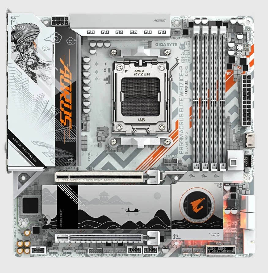 Gigabyte B850M AORUS ELITE WIFI7 ICE-P AM5 AMD Ryzen 9/8/7000 Series Processors