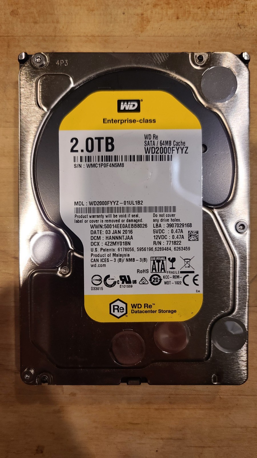 2TB Western Digital Enterprise 3.5″ SATA HDD Hard Drive 7.2K 64MB WD2000FYYZ