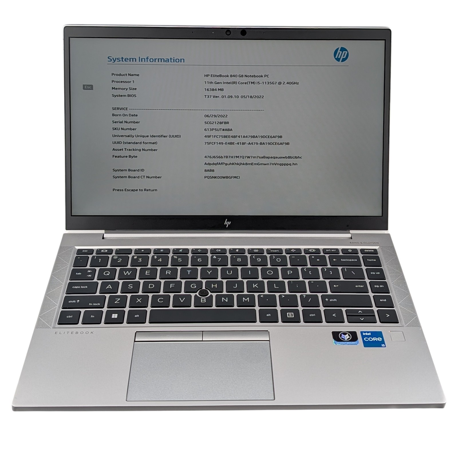 HP EliteBook 840 G8 14″ i5 2.40GHz 16GB RAM 512GB SSD – Grade D