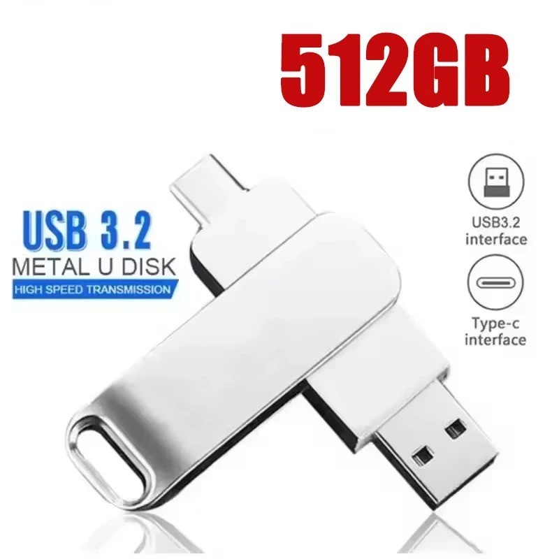 64GB 512GB Type C Flash Drive 2 in 1 OTG USB 3.2+USB C Memory Stick Thumb Drive
