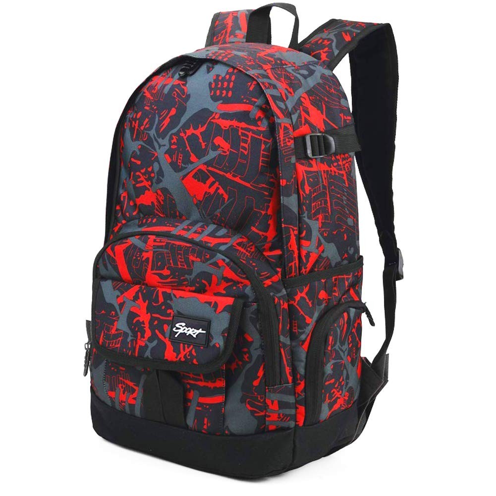 rickyh style School Backpack Travel Bag for Men & Women One Size, New Red