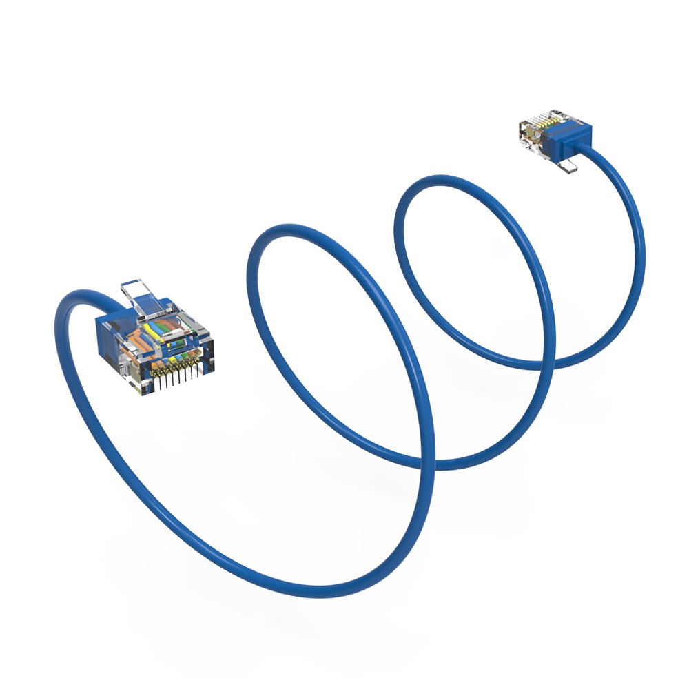 15 Pack of 7Ft CAT6A UTP Super-Slim Ethernet Network Cable 32AWG Blue