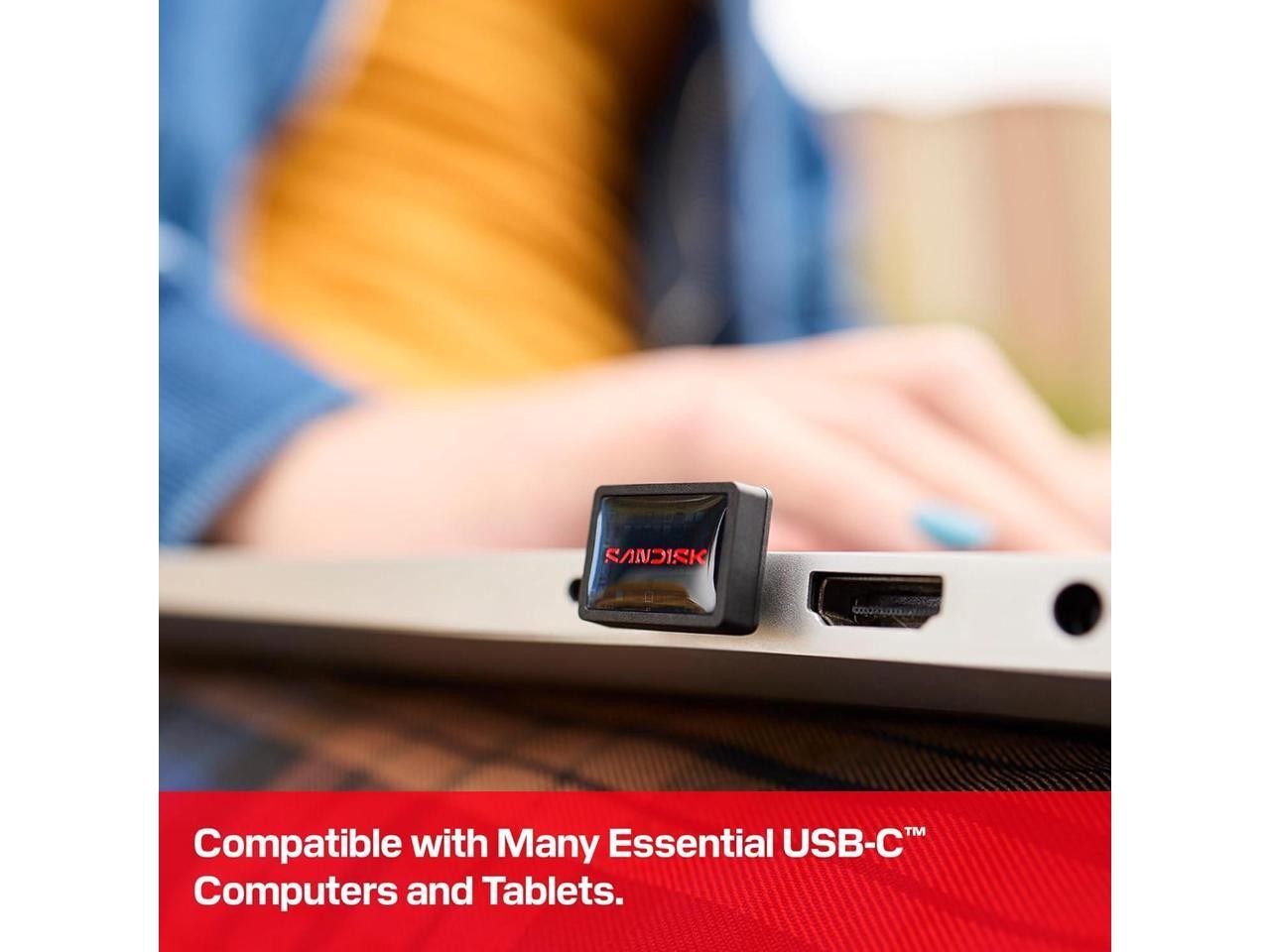 SANDISK Extreme Fit USB-C Flash Drive, up to 400MB/s read speeds, plug-and-stay