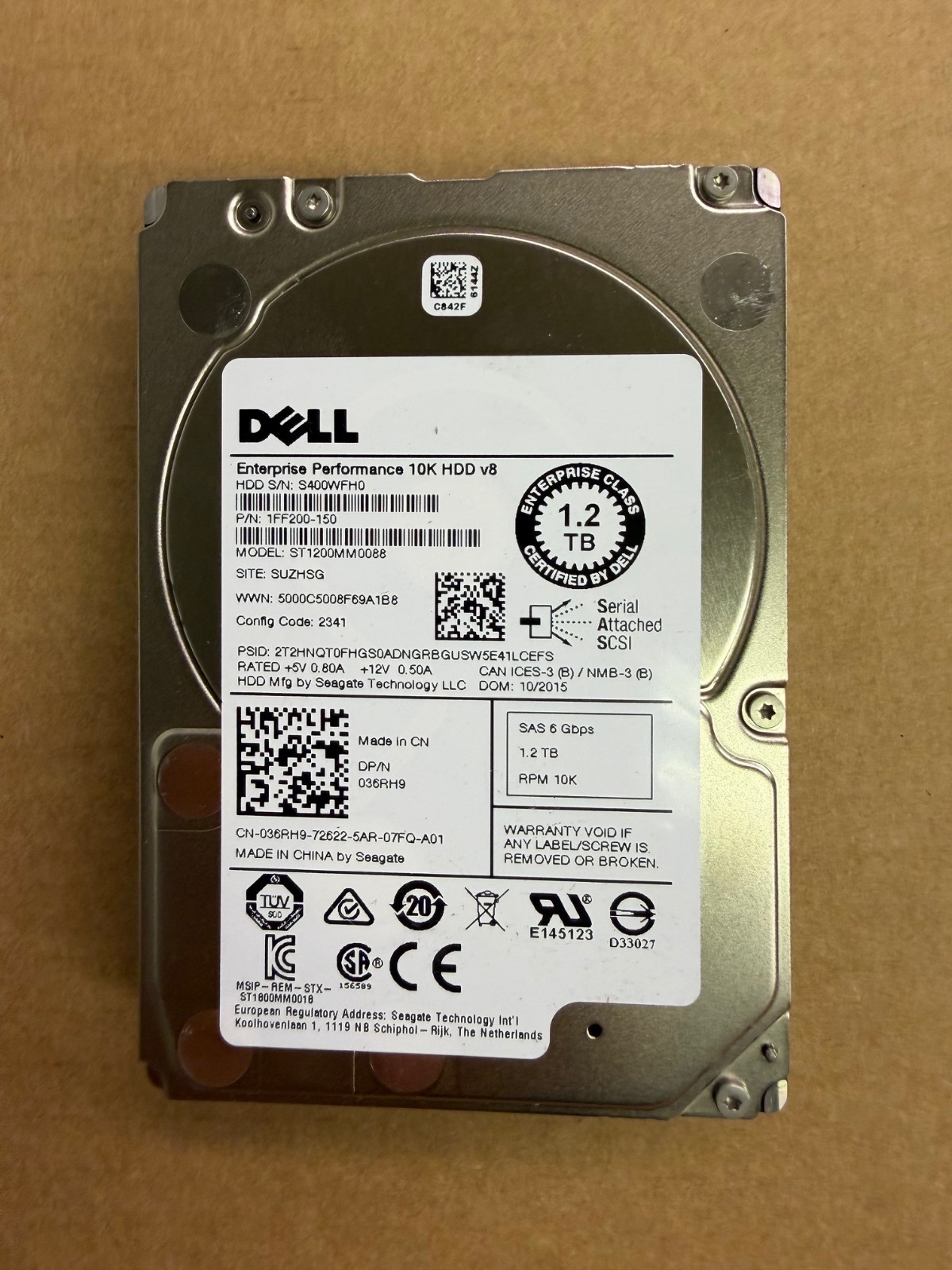 LOT OF 20 Dell ENTERPRISE 1.2TB 6Gbps 2.5″ SAS HDD Hard Drive 36RH9 ST1200MM0088