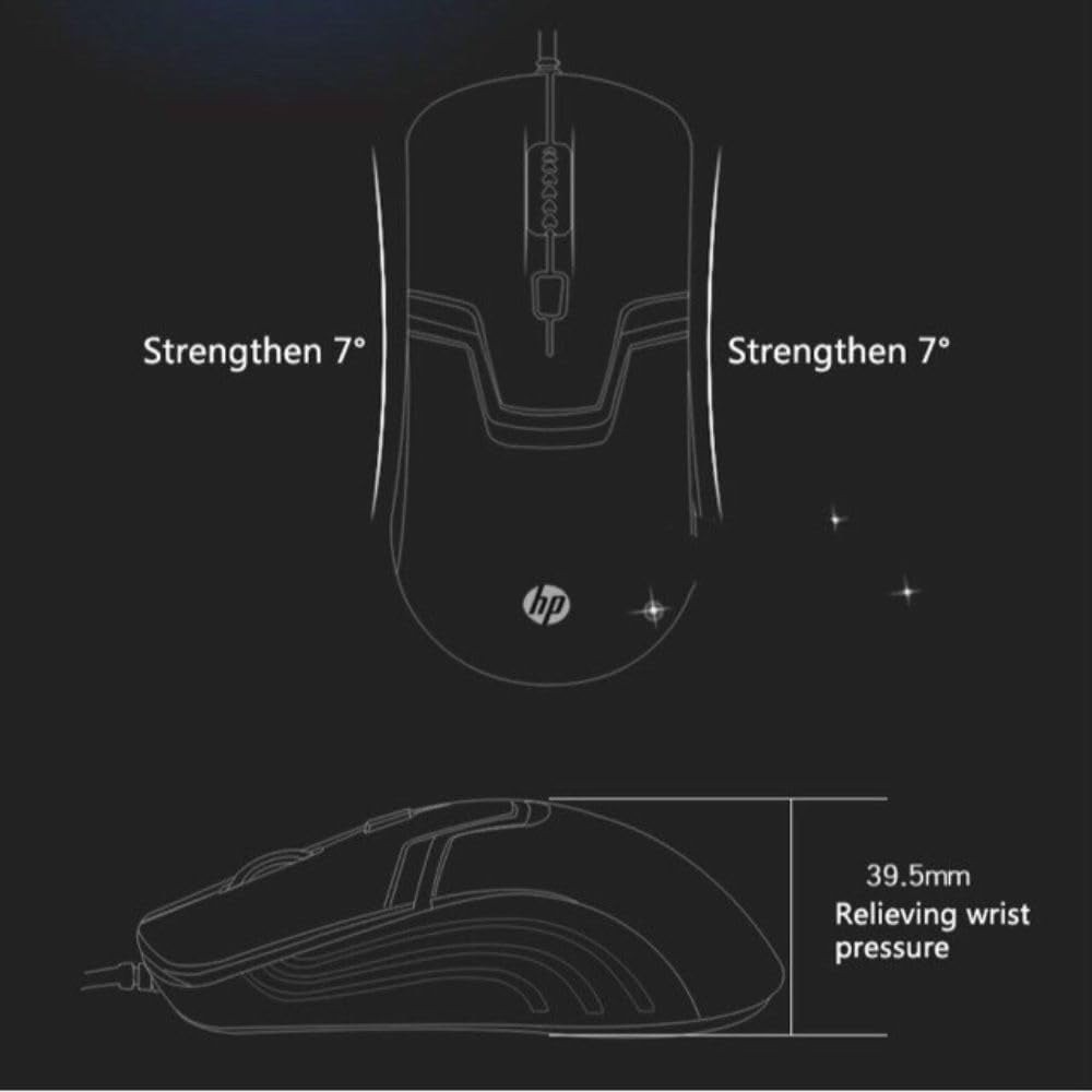HP Wired RGB LED Gaming Mouse USB Optical 1600 DPI 3 Buttons PC LAPTOP BLACK