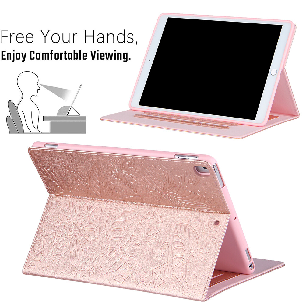 For Apple iPad 10.2″ 9th 8th 7th Generation Mini Flower Embossed TPU Case Cover