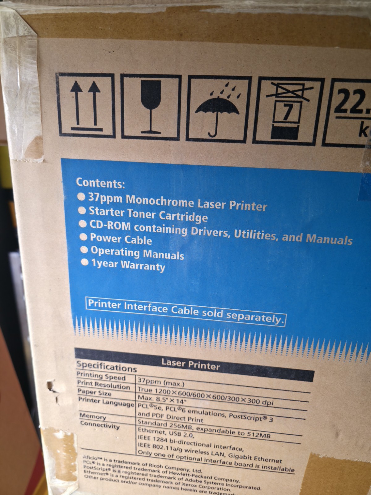 Ricoh Aficio SP4310N Laser Printer-Monochrome New Open Box