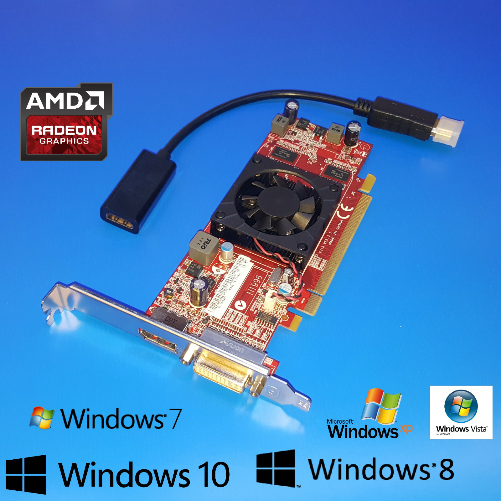 Windows 10 eMachines W3653 W3656 W5233 W5243 W6409 Video Card + HDMI CABLE