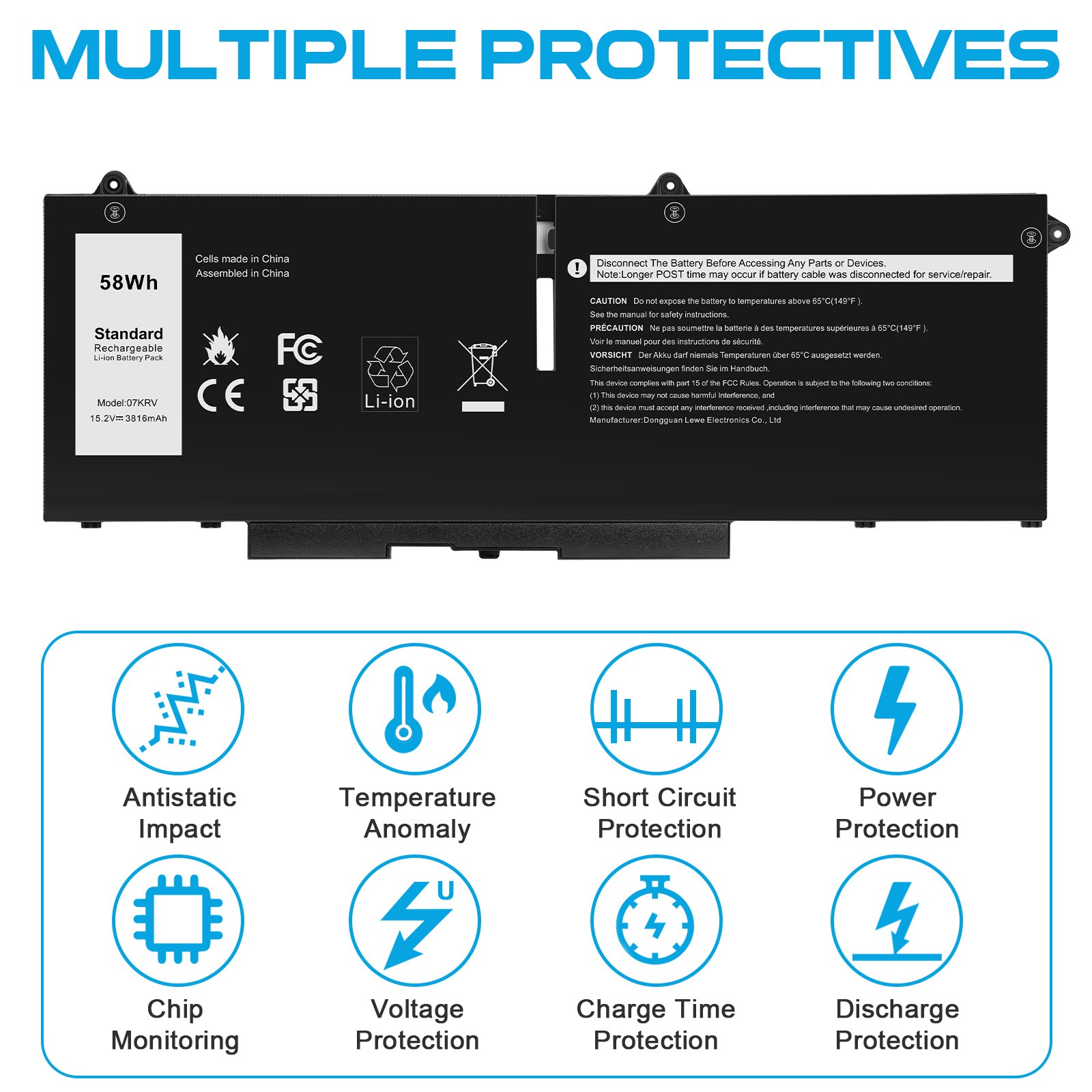 ✅New 58Wh 07KRV Battery for Dell Latitude 5330 5430 Precision 3570 H4PVC Y86WG