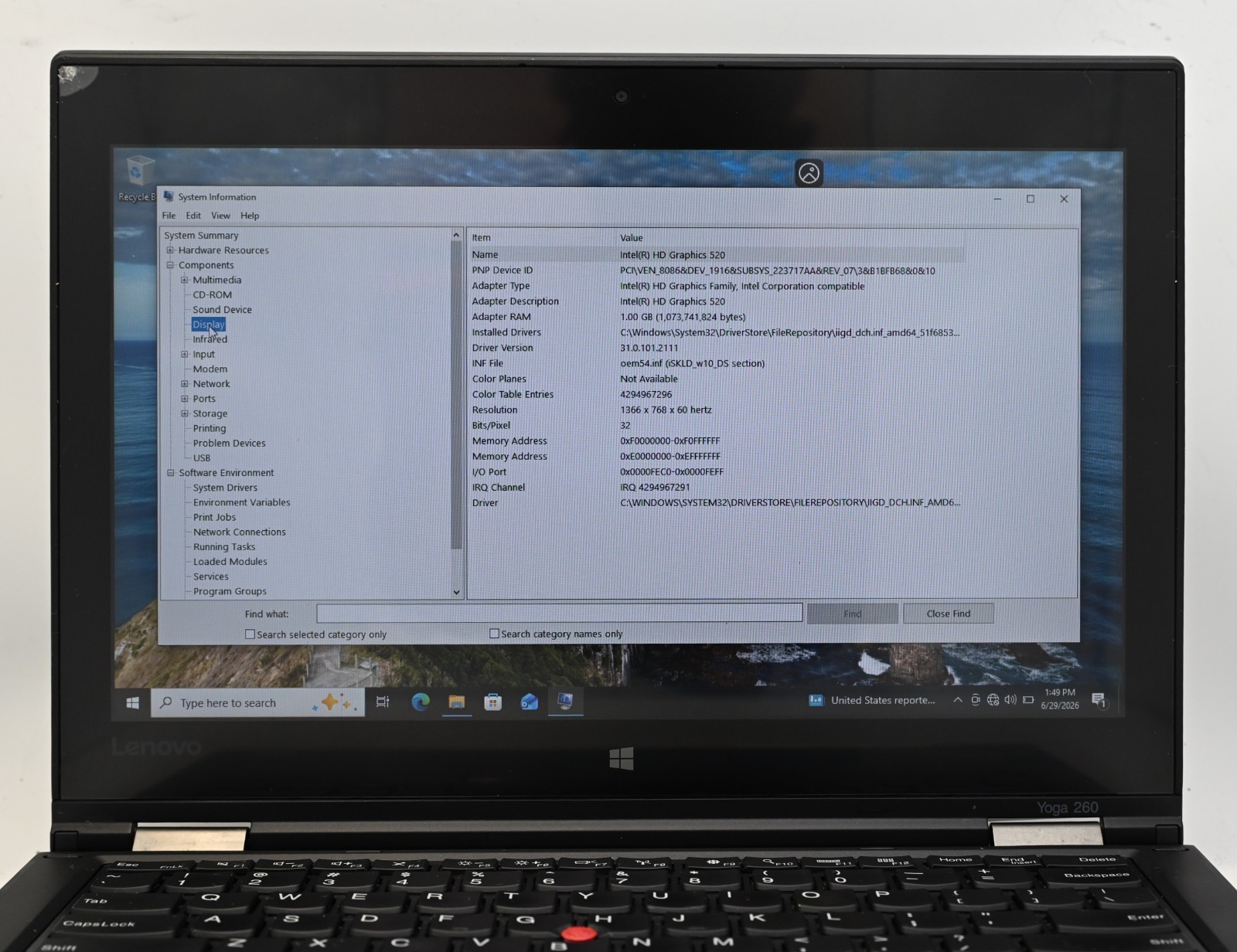 Lenovo Thinkpad Yoga 260(2in1) i5-6200u 2.3GHz 8GB RAM 128GB SSD-Touch-BH: 44.6%