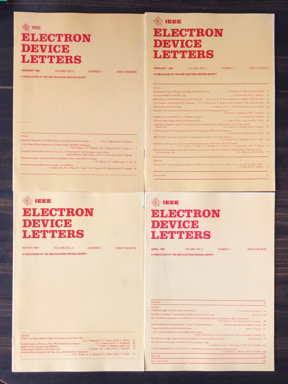 1981 IEEE Electron Device Letters Magazine – Lot of 11
