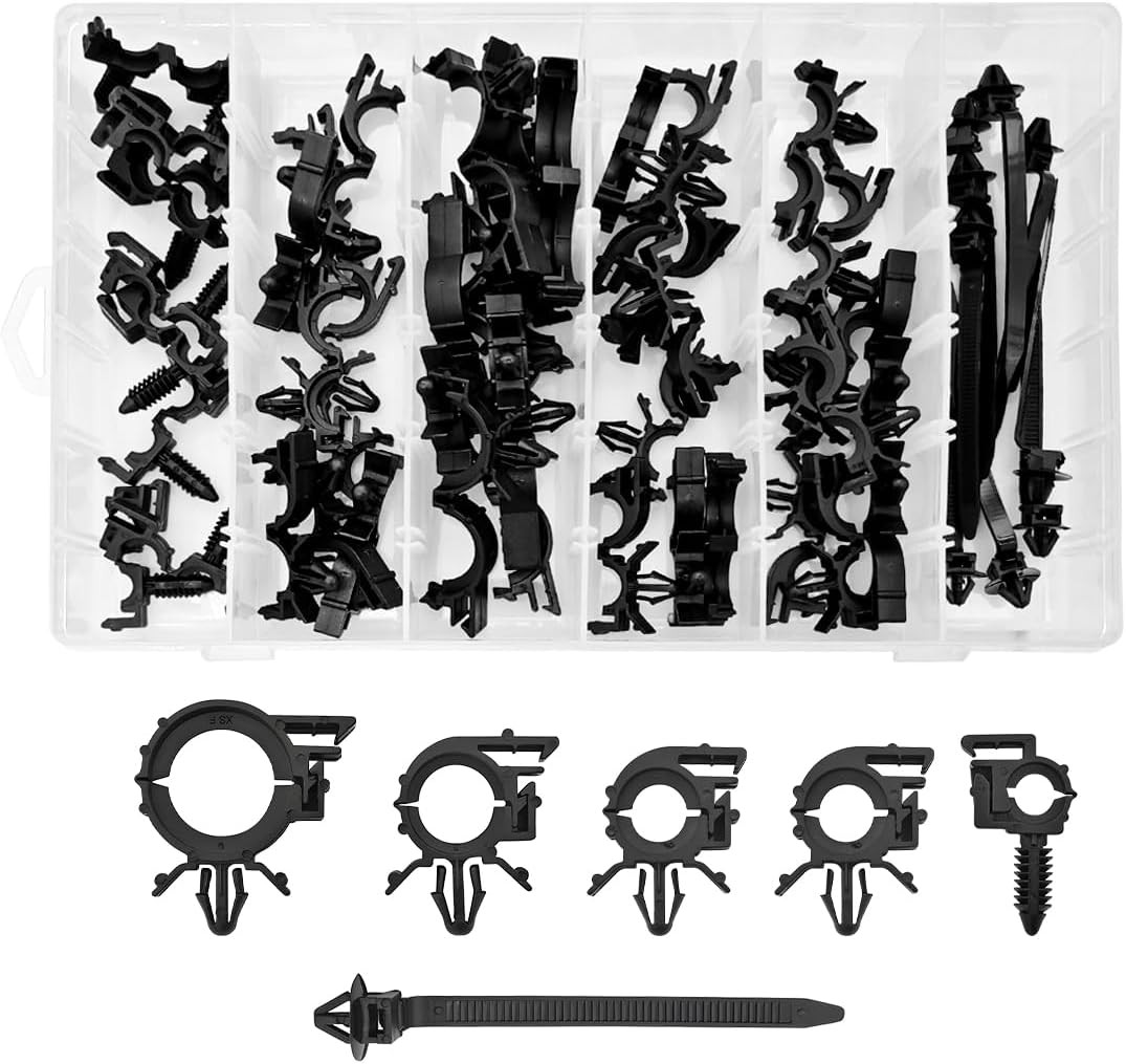 60PCS Car Wire Loom Harness Routing Clips Assortment, 6 Different Sizes Wiring R