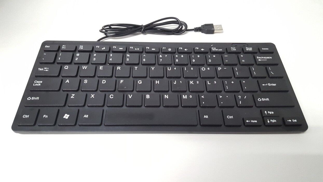 CHN CQT 78 Keys Mini Slim Lightweight Wired USB Plastic Black Keyboard Windows