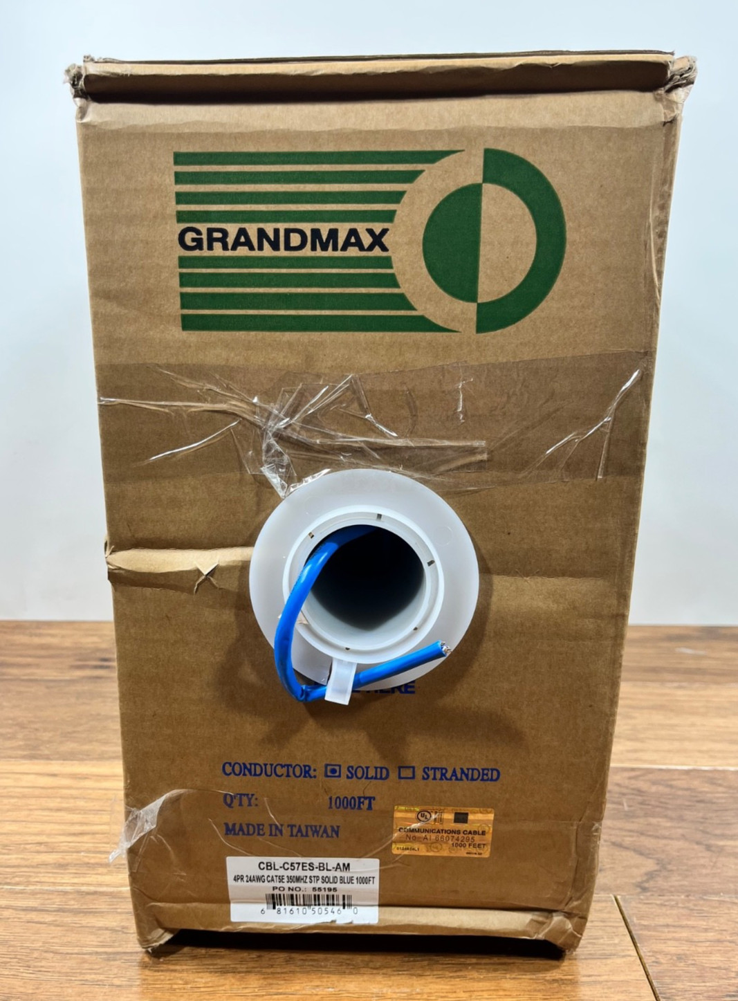 Cat5e Bulk Cable Solid Shielded, 350Mhz, STP, CMR Bare Copper Wire, 24AWG, 1000′