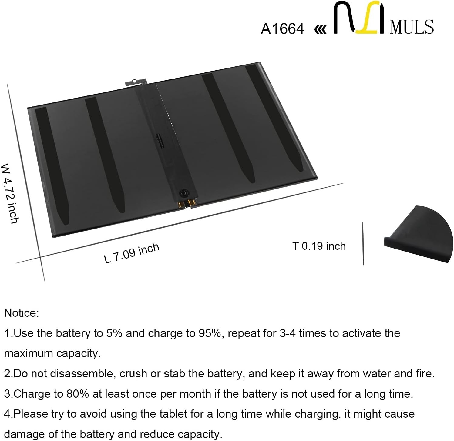 New iPad Pro 9.7 A1664 A1673 A1674 Internal Li-ion Battery Replacement 7306 mAh