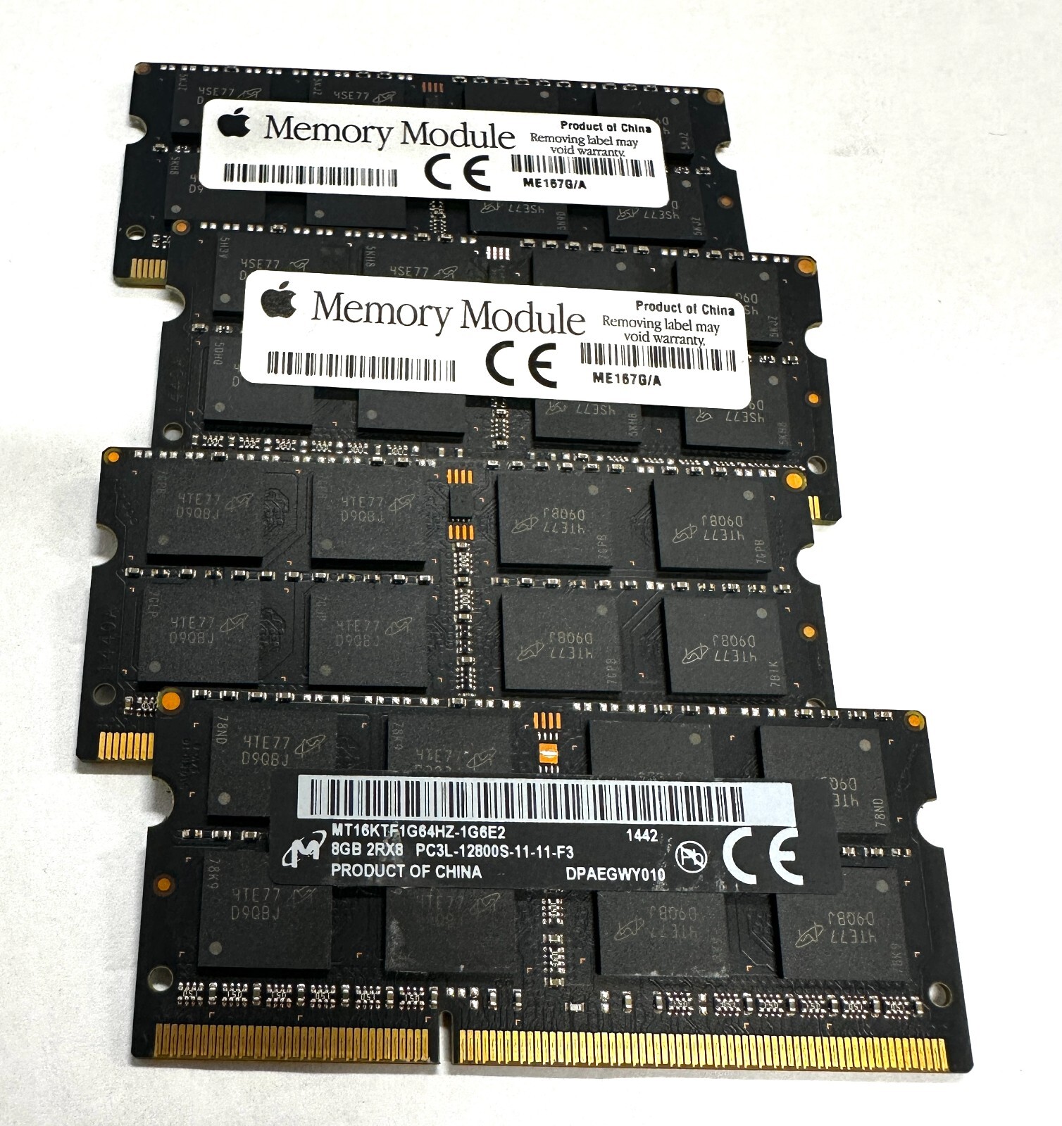 LOT of 4 Apple RAM 8GB Memory Sticks MT16KTF1G64HZ-1G6E2