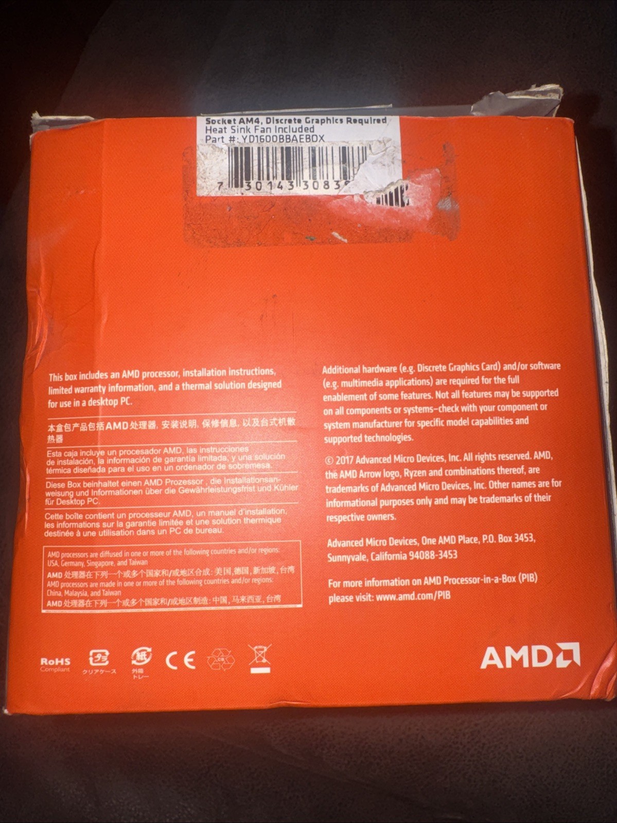 AMD Ryzen 5 1600 65W AM4 Processor with Wraith Stealth Cooler – YD1600BBAF