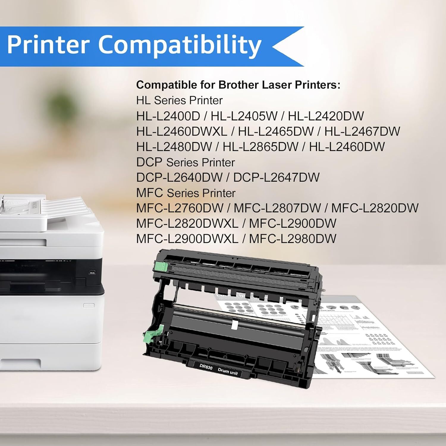 1PK DR830 Drum for Brother DR-830 HL-L2865DW DCP-L2640DW HL-L2467DW MFC-L2807DW
