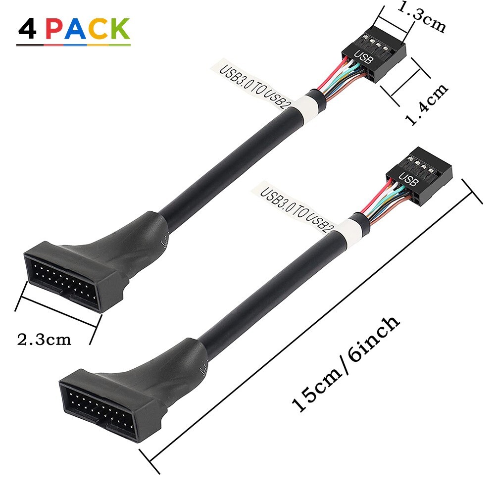 4pc USB 3.0 20 Pin Male to Female USB 2.0 9 Pin Motherboard Adapter Switch Cable