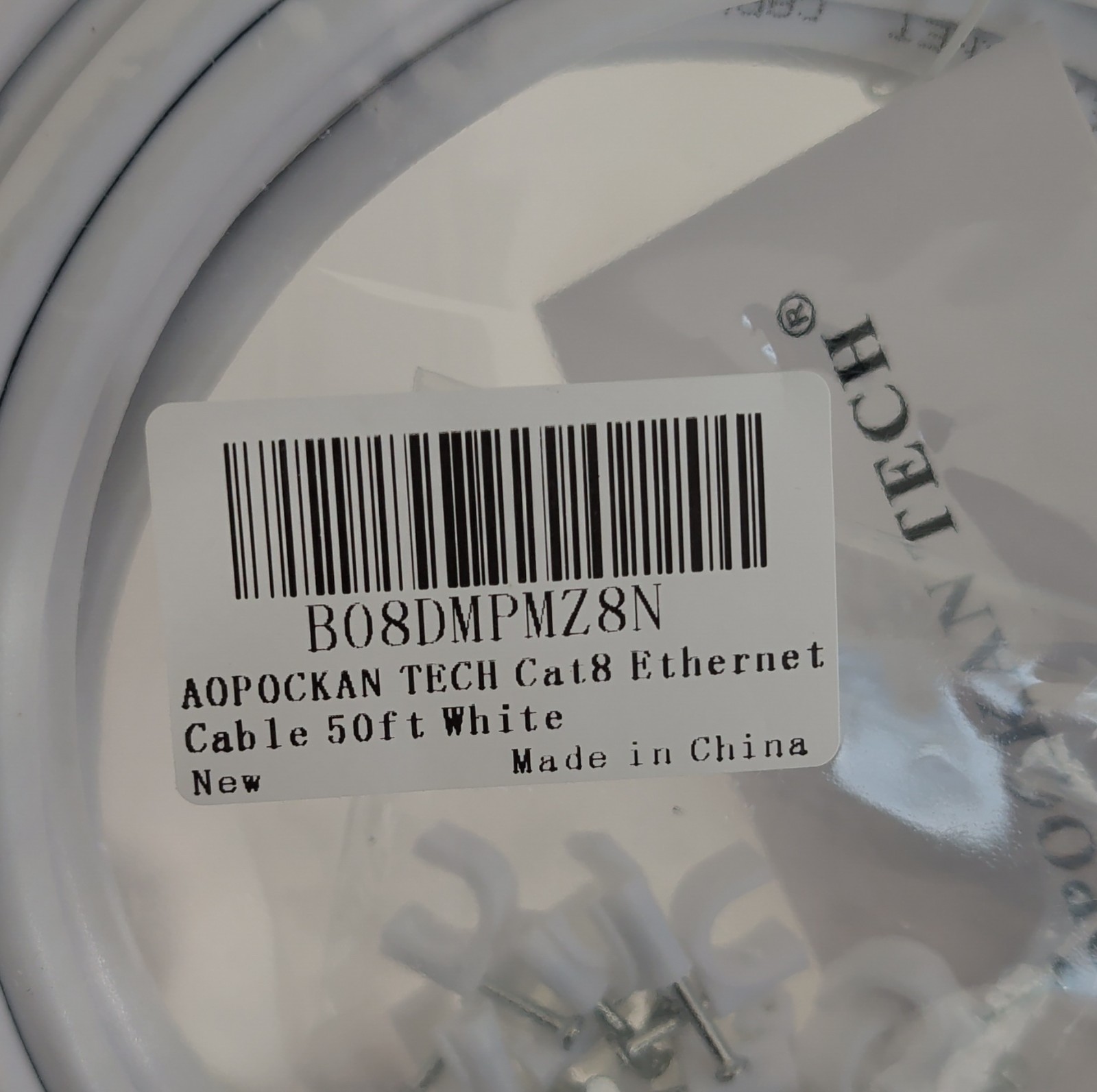 AOPOCKAN TECH Cat8 Ethernet Cable Cat 8 Connector 50ft White B08DMPMZ8N