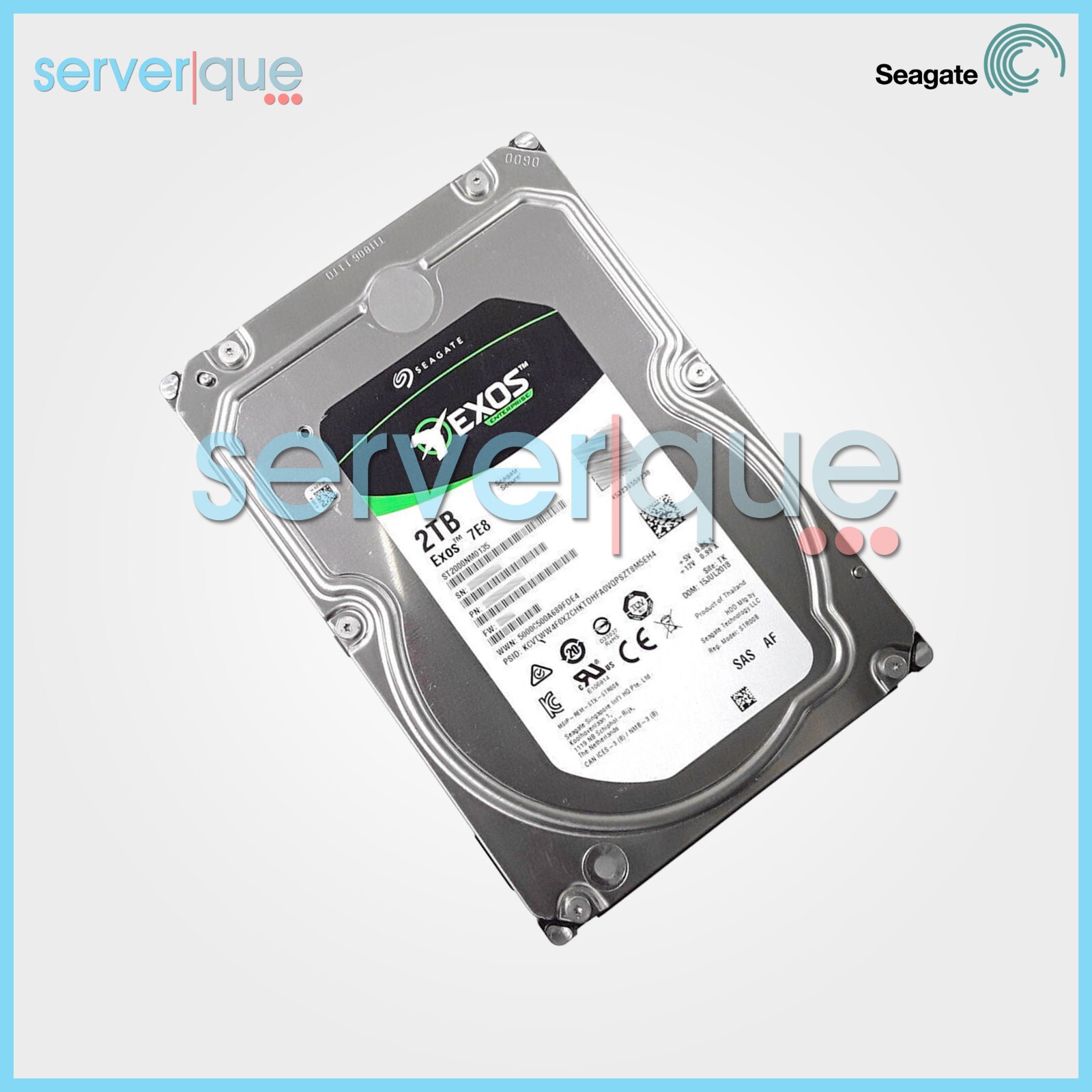 ST2000NM0135 Seagate Exos 7E8 2TB 7.2K RPM SAS 12Gbps 3.5″ 128MB Internal HDD
