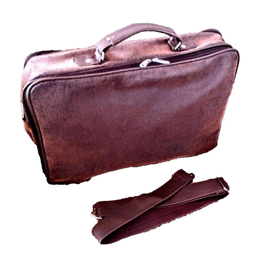 Pebble Grain Taupe Faux Suede Leather Messenger Briefcase ~ Laptop (17″) Bag GVC