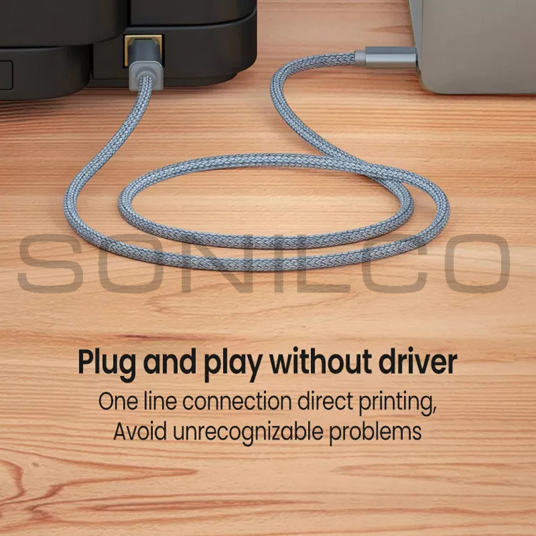 Sonilco USB-C to USB-B 2.0 Cable Nylon Epson HP Canon Brother Printer Scanner