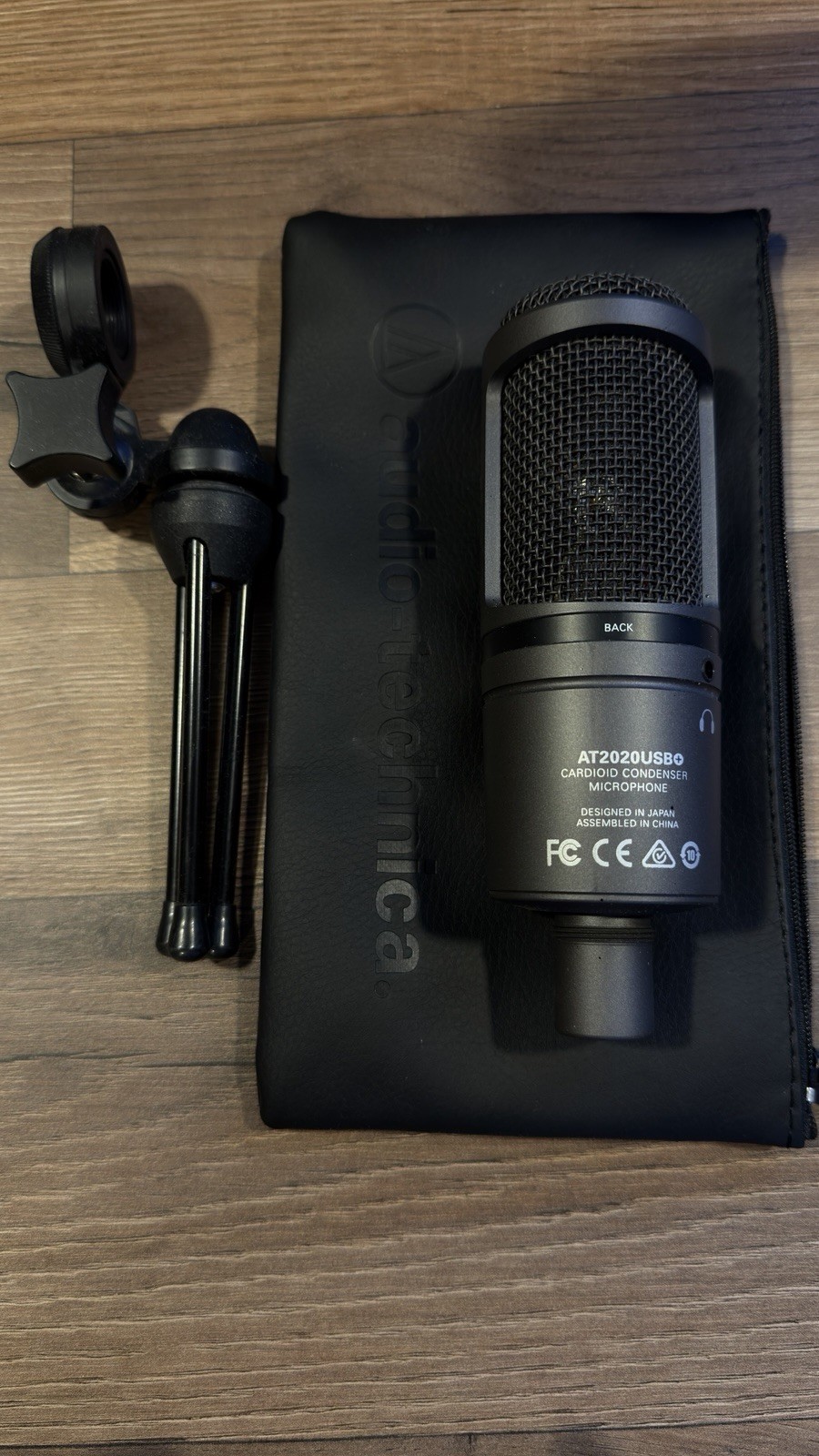 Audio-Technica AT2020USB+ Black USB Cardioid Mic w/ Desk Stand, Pouch