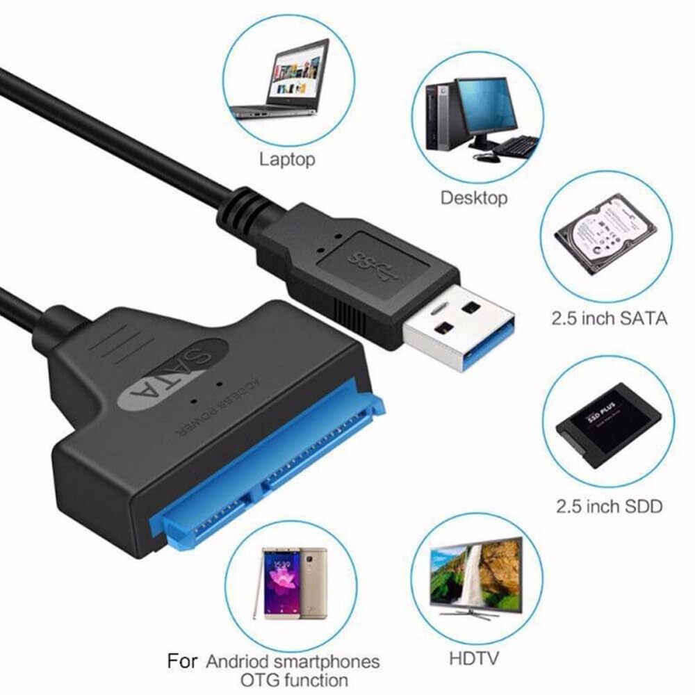 USB 3.0 to SATA External Drive Converter Adapter Cable for 2.5″ HDD SSD SATA III