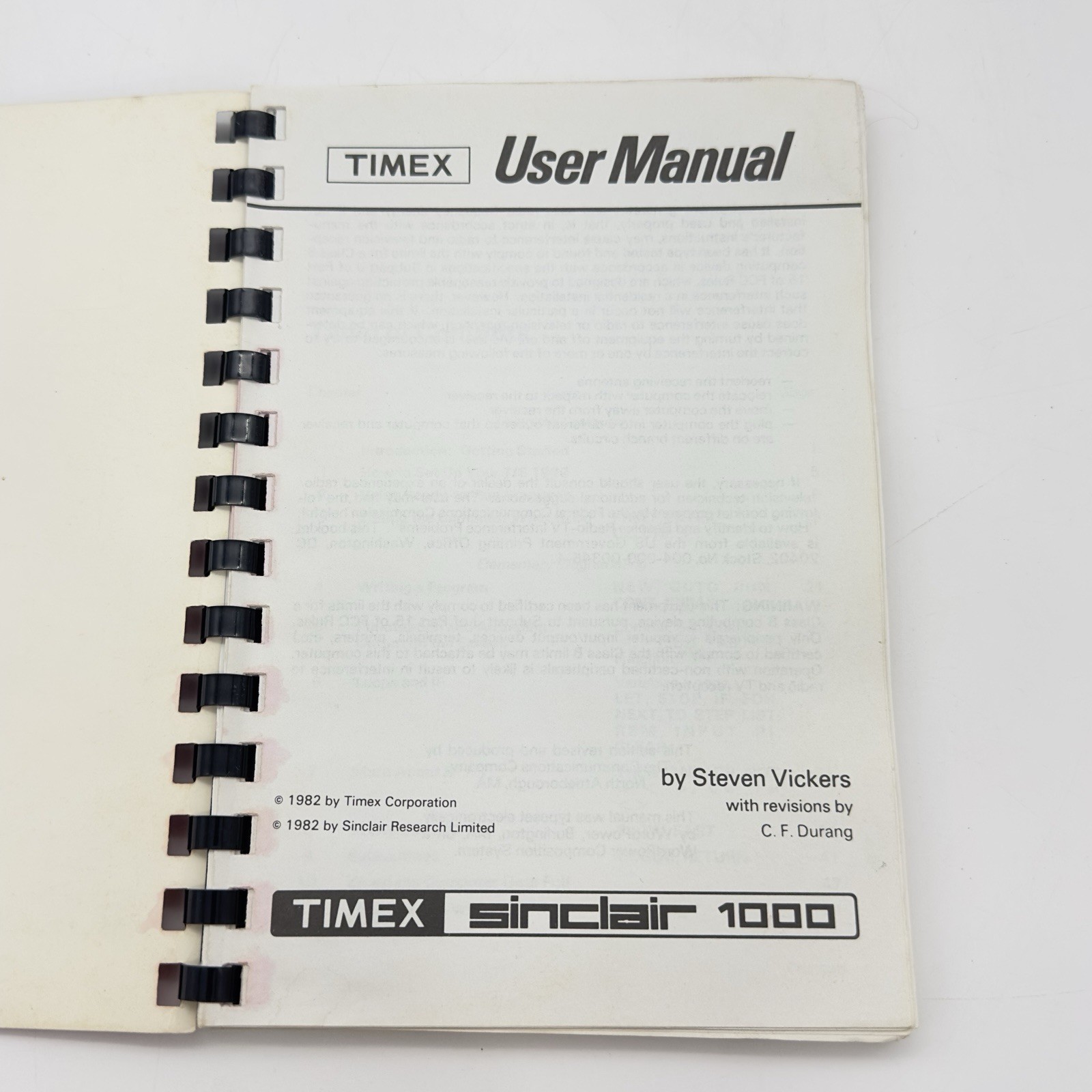 MANUAL ONLY Timex Sinclair 1000 User Manual Instruction Book Vintage 1982 GUC