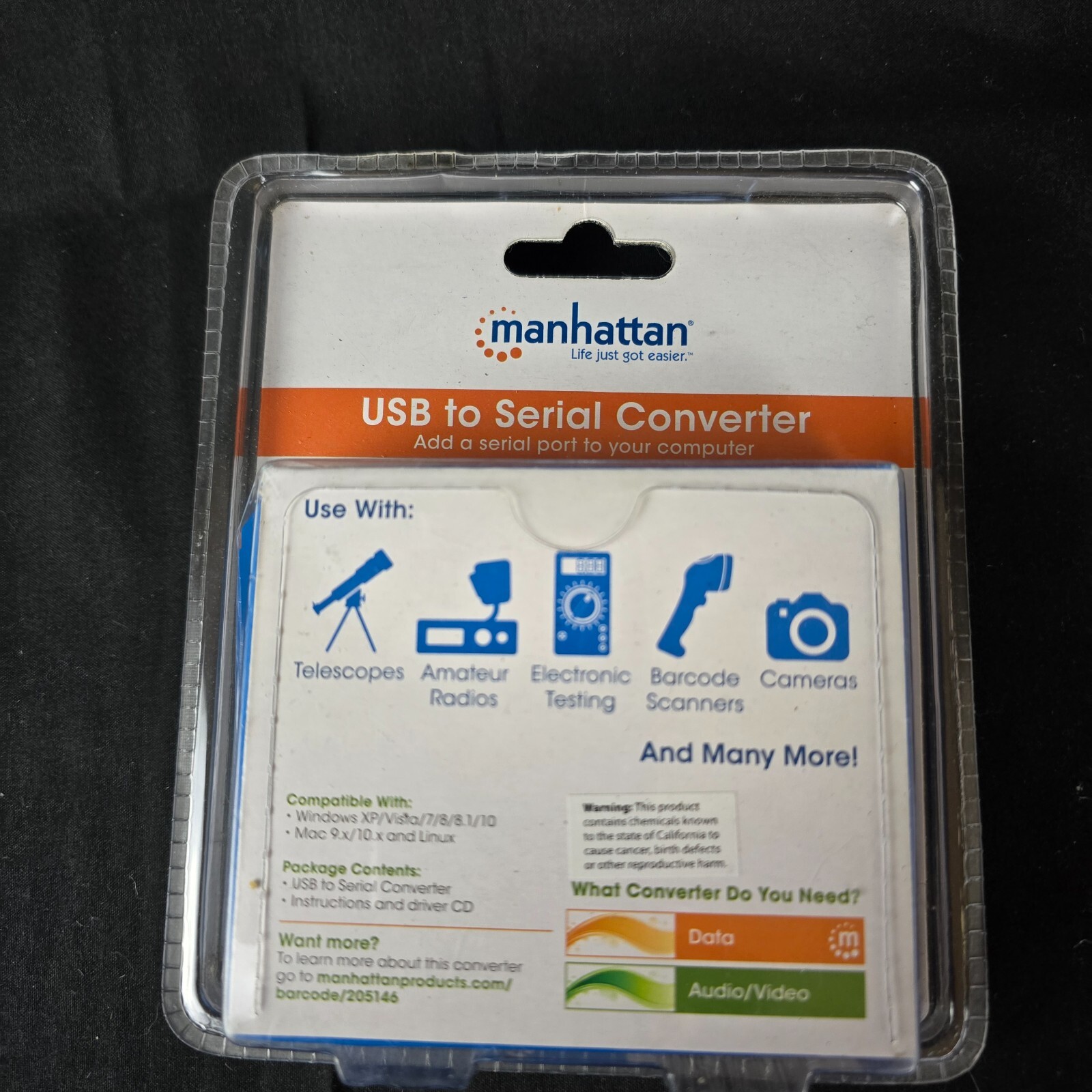 Manhattan 205146 USB to Serial Converter 18″ with Gold Plated Contacts