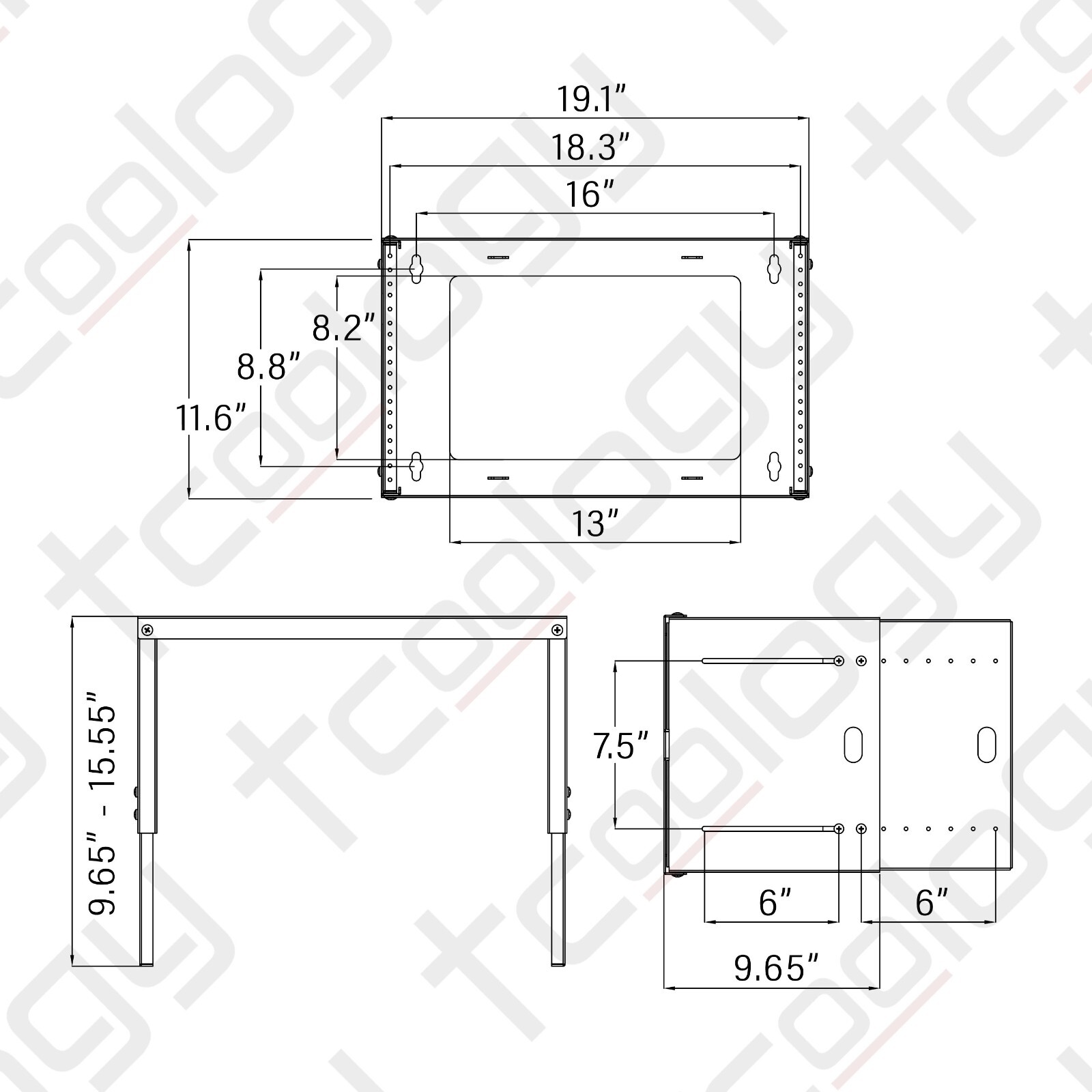 TCoology 6U 19 inch Heavy Duty Hinged Extendable Network Wall Mount Rack Bracket