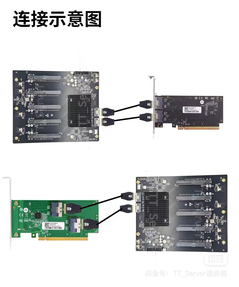 PLX88096 5-card Expansion Baseboard PCIe 4.0 No Splitting for Graphics Card
