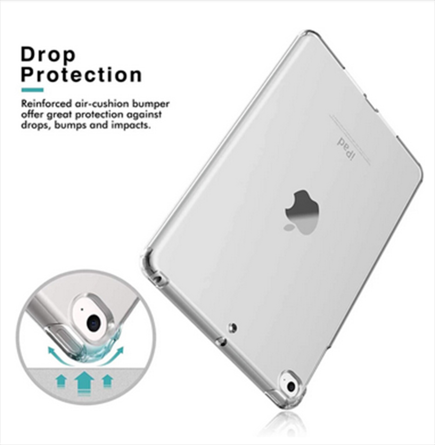 For iPad 2/3/4/5/6/7/8/9 Mini Pro 11 M4 Case Clear Soft Gel TPU Shockproof Cover