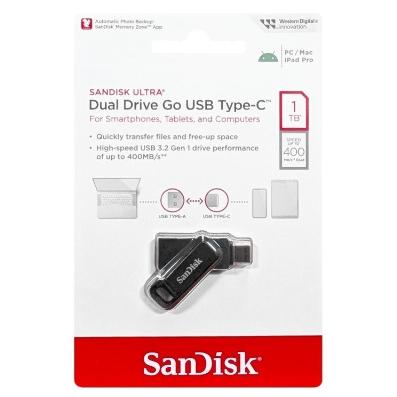 SanDisk Ultra Dual Drive Go 1TB USB Type-A/USB Type-C Flash Drive – Black**NEW**