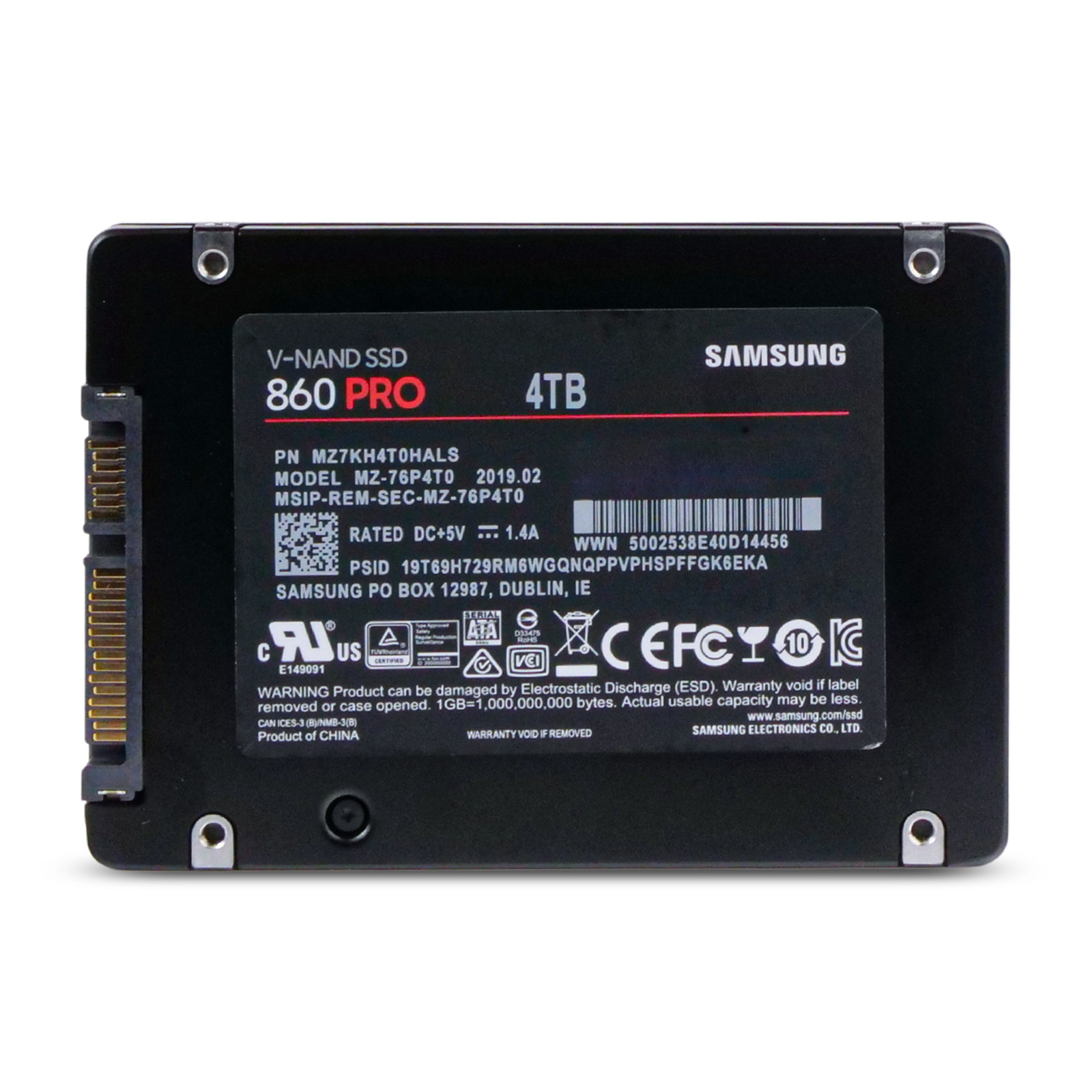 Samsung 860 PRO 4TB MZ7KH4T0HALS SATA 6Gb/s V-NAND MLC 0.6 DWPD 2.5″ SSD