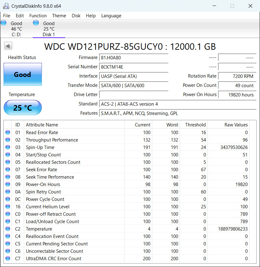 Western Digital WD Purple 12TB 3.5in SATA III 7200RPM 256MB WD121PURZ