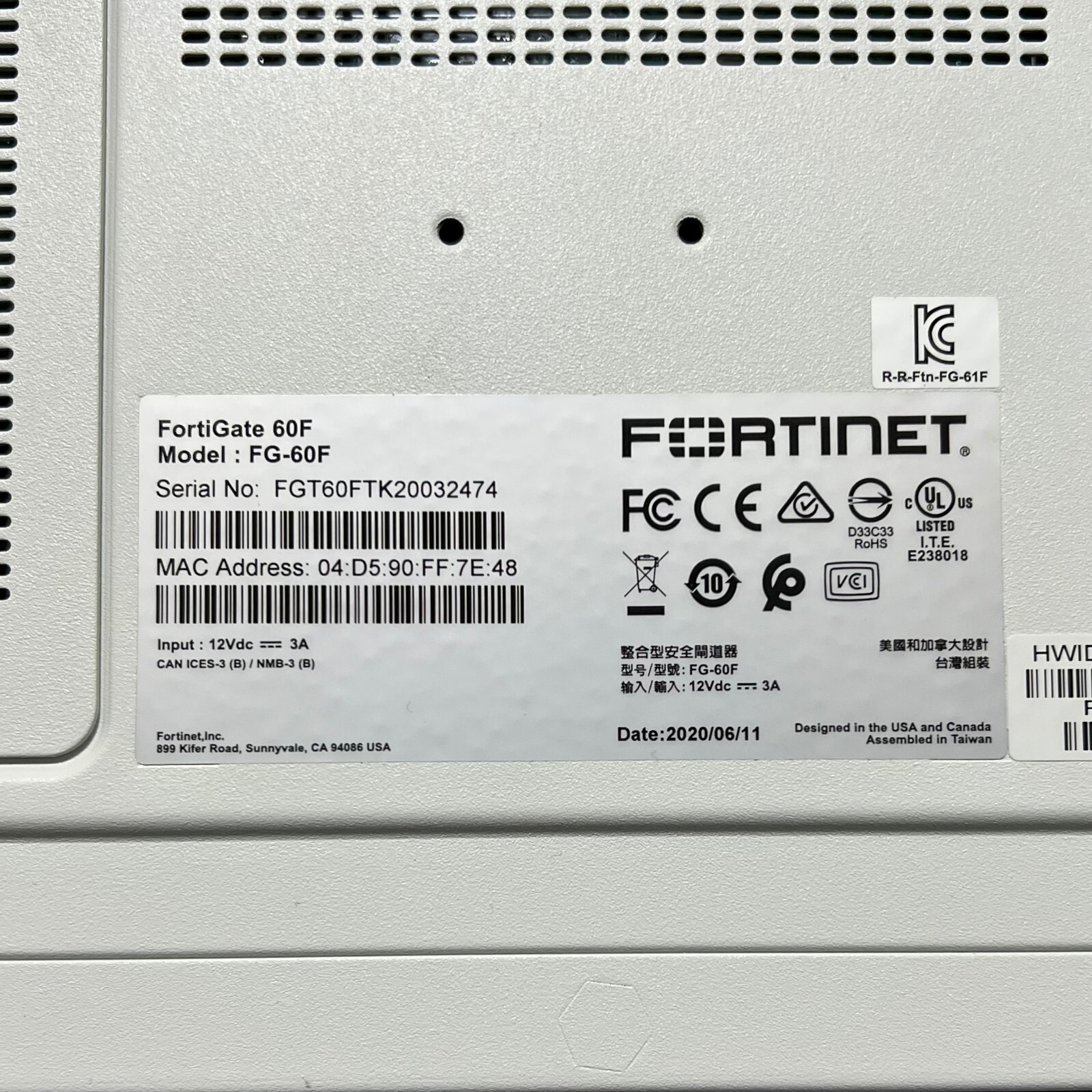 Fortinet FG-60F Fortigate-60F Network Security Firewall Initialized 【Fast ship!】