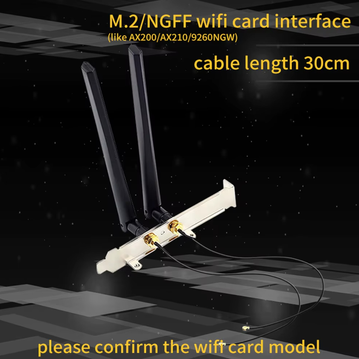 FENVI 2PcsX6Dbi Antenna Set AX210 NGFF M.2 WiFi Card 2.4/5GHz Dual Band MHF4