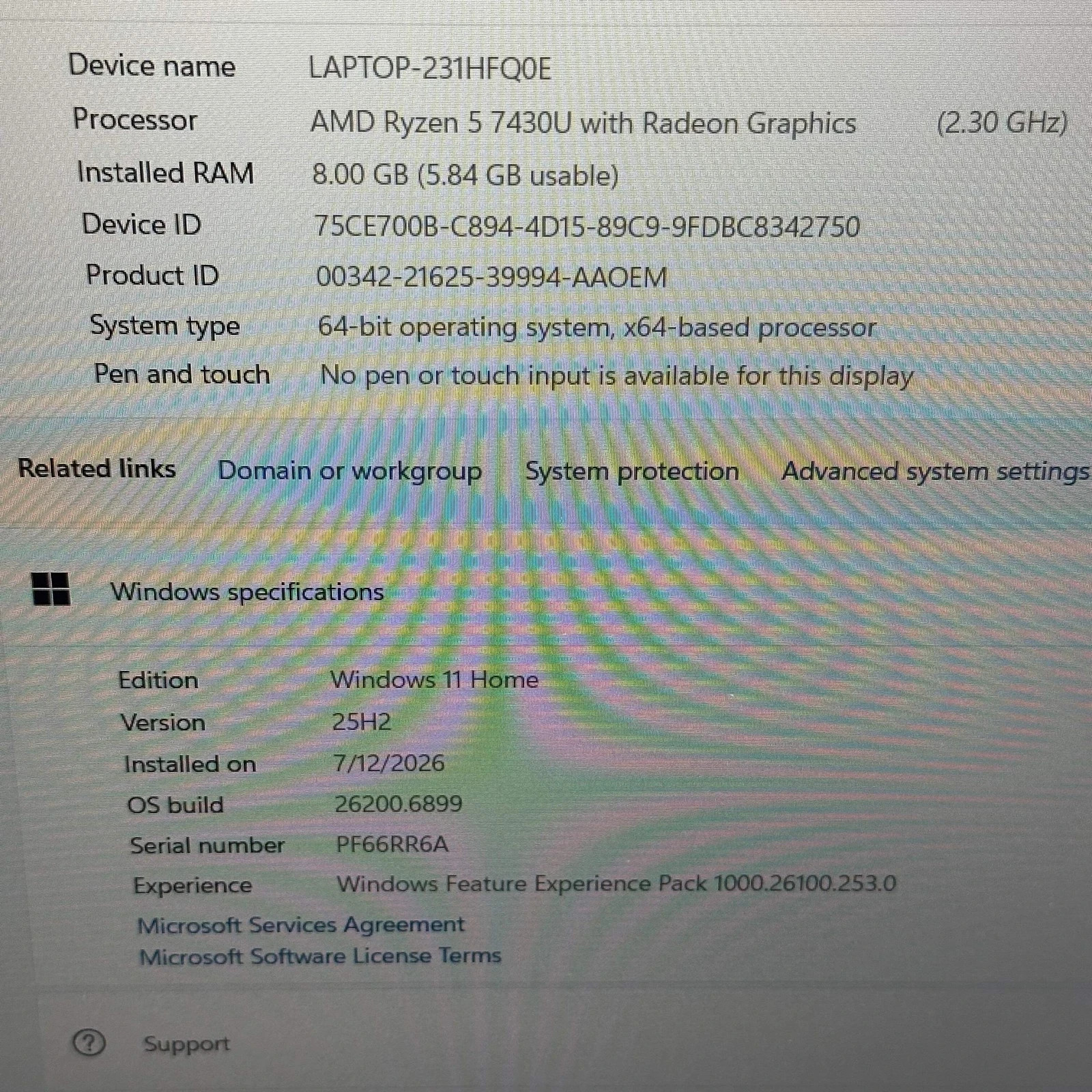 Lenovo V15 G4 ABP 15.6″ Laptop Ryzen 5 7430U 8GB RAM 512GB SSD Windows 11 Home