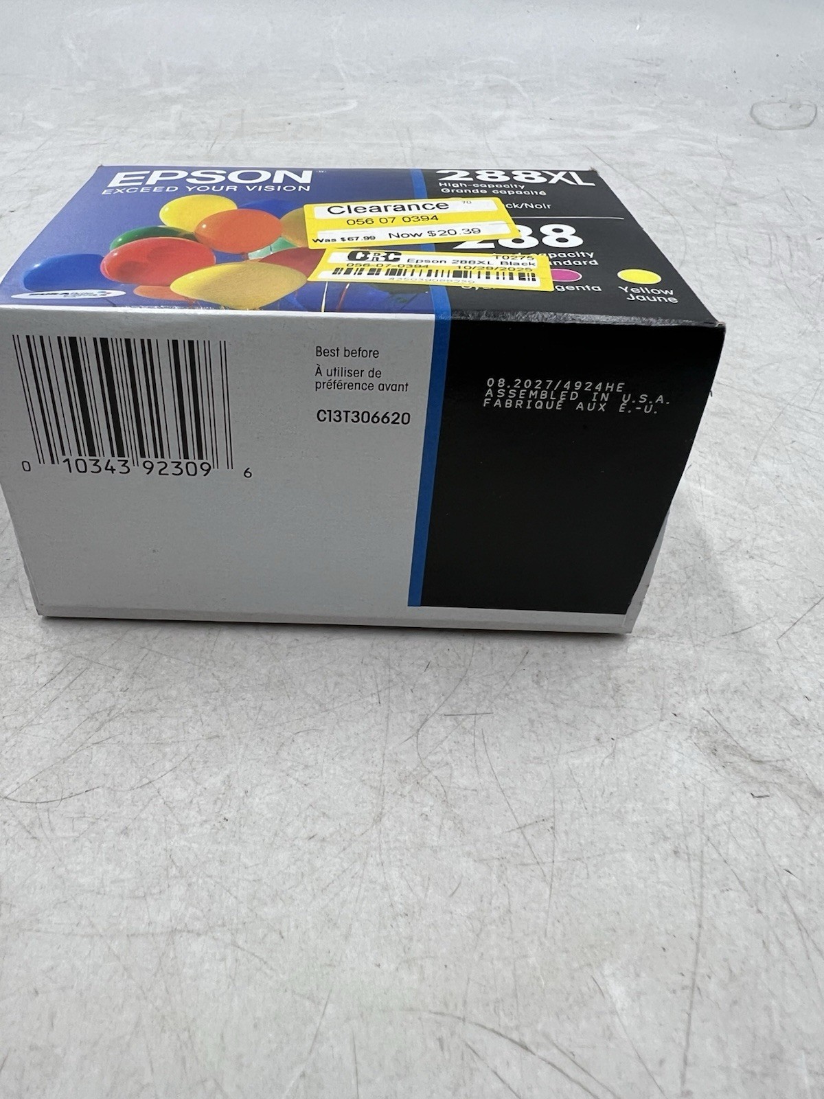 Epson 288XL 4 Pack Combo Ink Cartridges Black XL, Cyan, Magenta, Yellow 06/2026