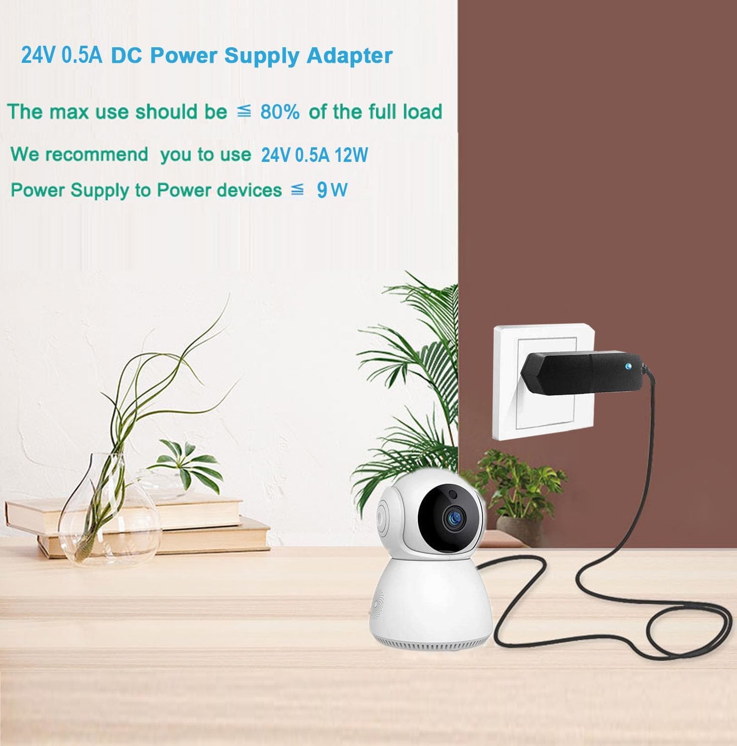 DC 24V 0.5A 500mA Power Supply 12W AC Adapter 100-240V 50-60Hz to Black