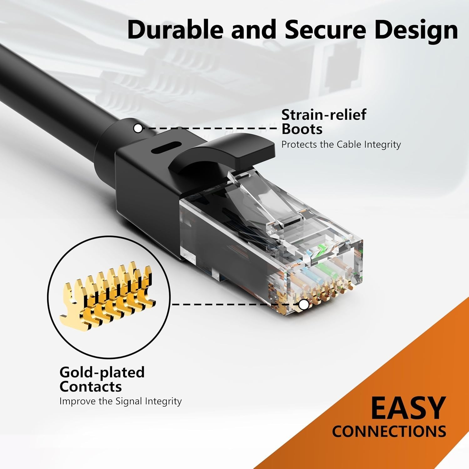 Weatherproof Cat6 Ethernet Cable 75ft – Direct Burial, Black