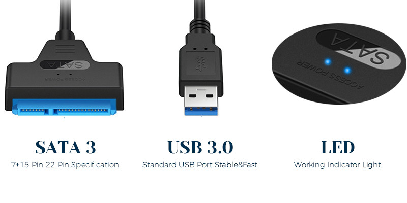 USB to SATA Adapter Cable Data Converter 3.0 to 2.5″ For Hard Drive SSD to USB