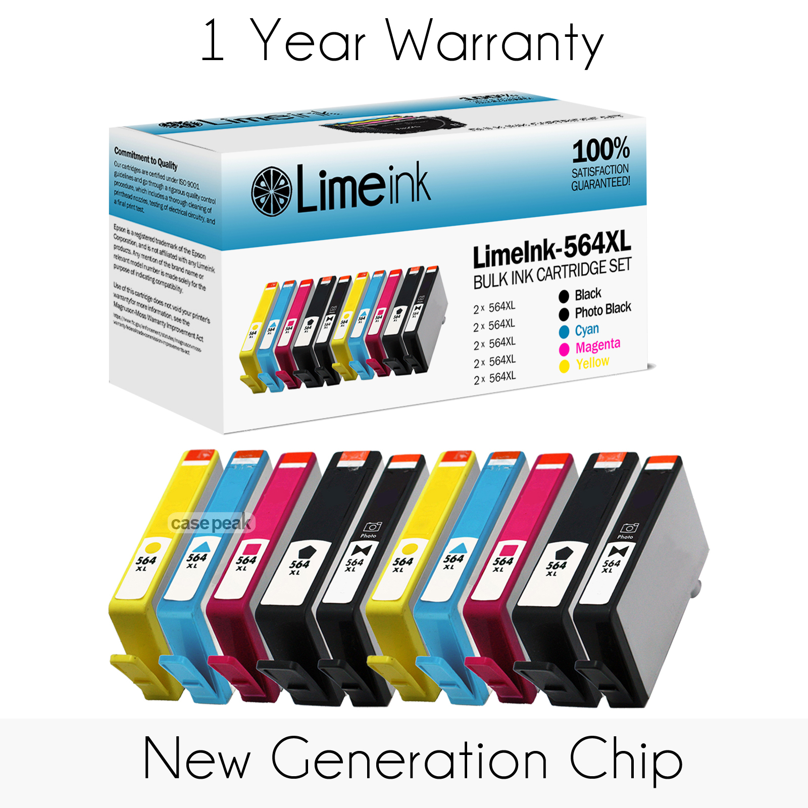 10 PK New Gen For HP 564XL Ink Cartridge Photosmart 6510 6520 7510 7520 Printer