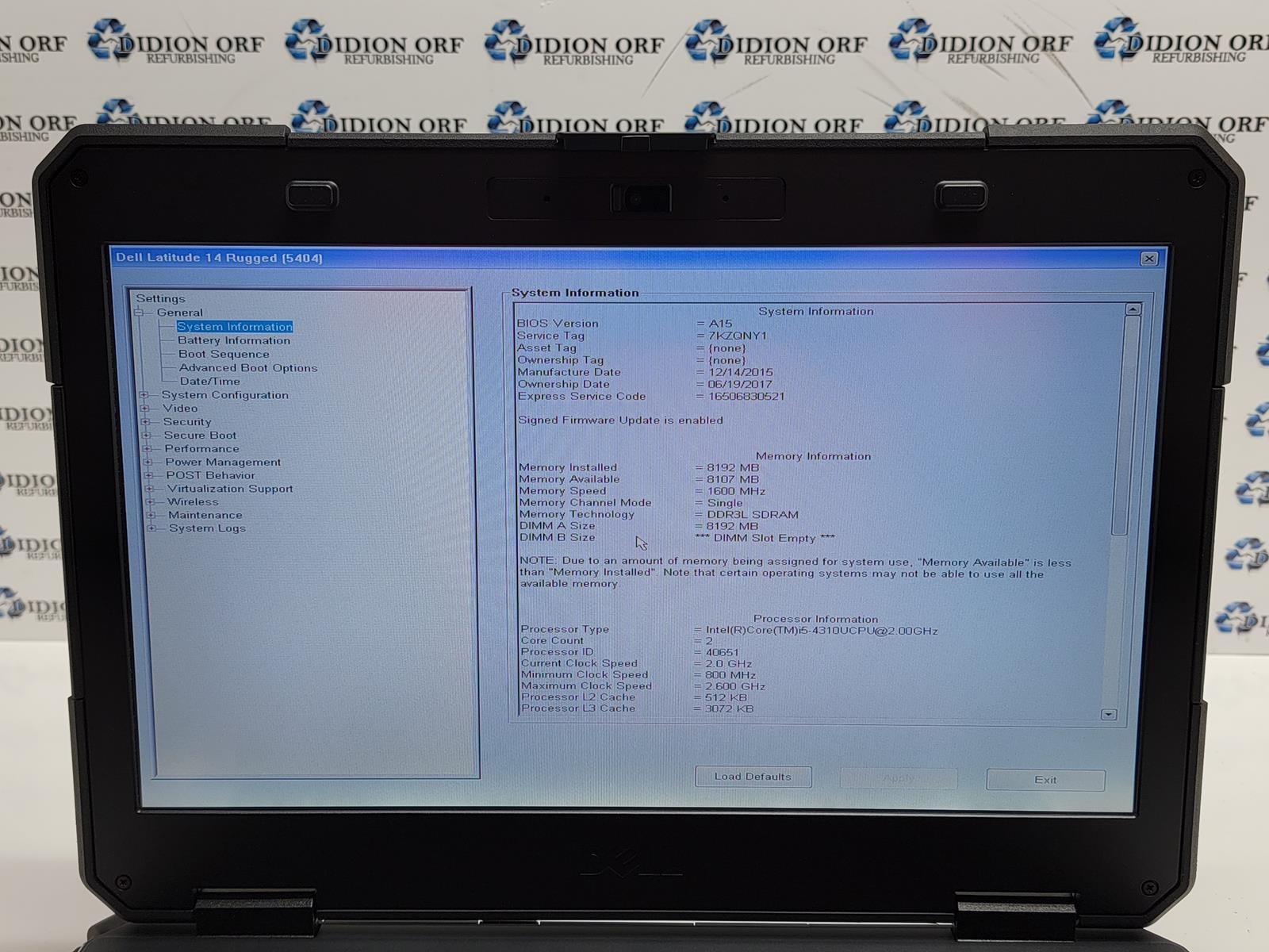 DELL Latitude 14 Rugged i5 4310U 2.00GHz 8 GB RAM NO HDD/SSD NO OS SKU 25747