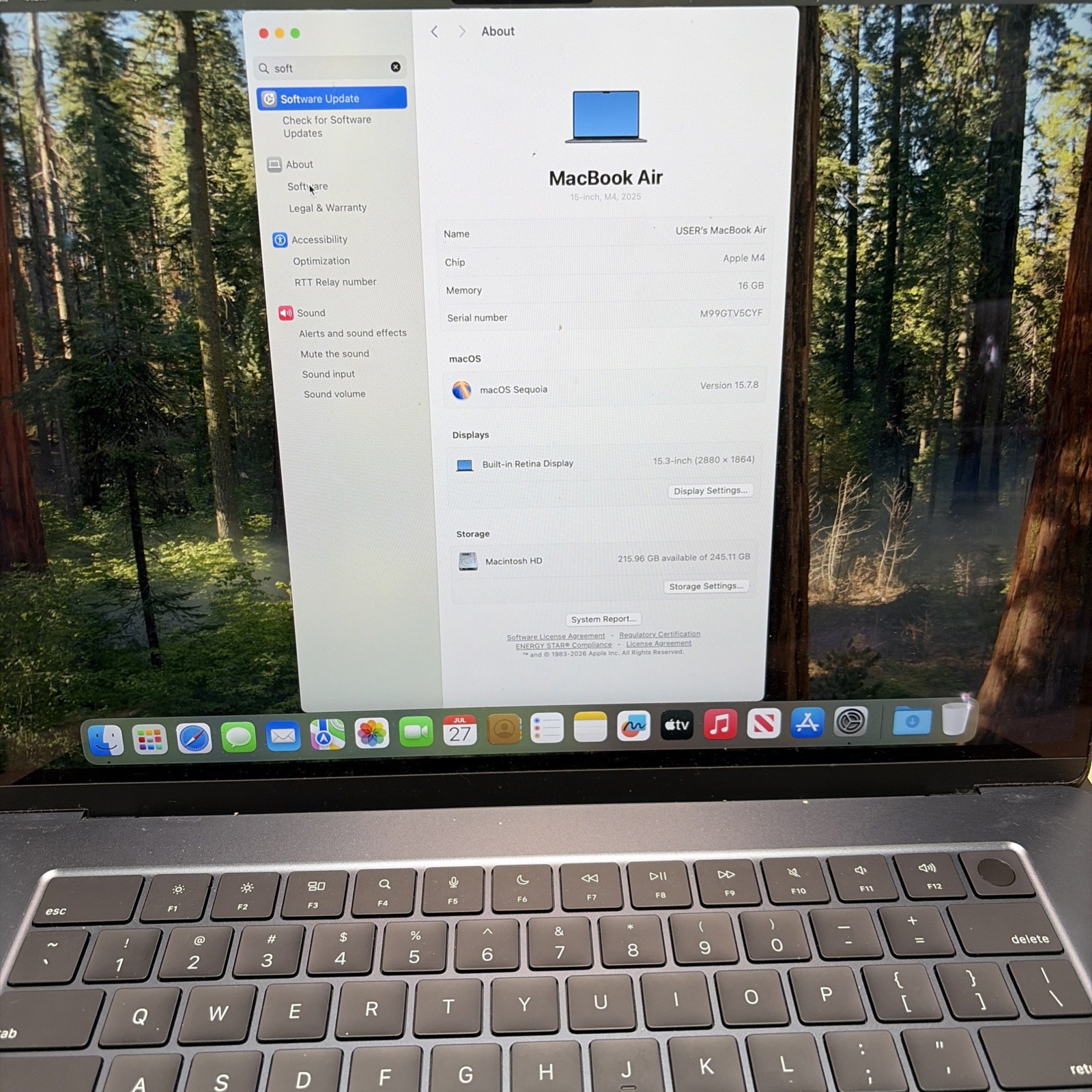 Apple Macbook Air 15″ M4 2025 A3241 10-core CPU 16GB 256GB SSD 88 Cycles Cord