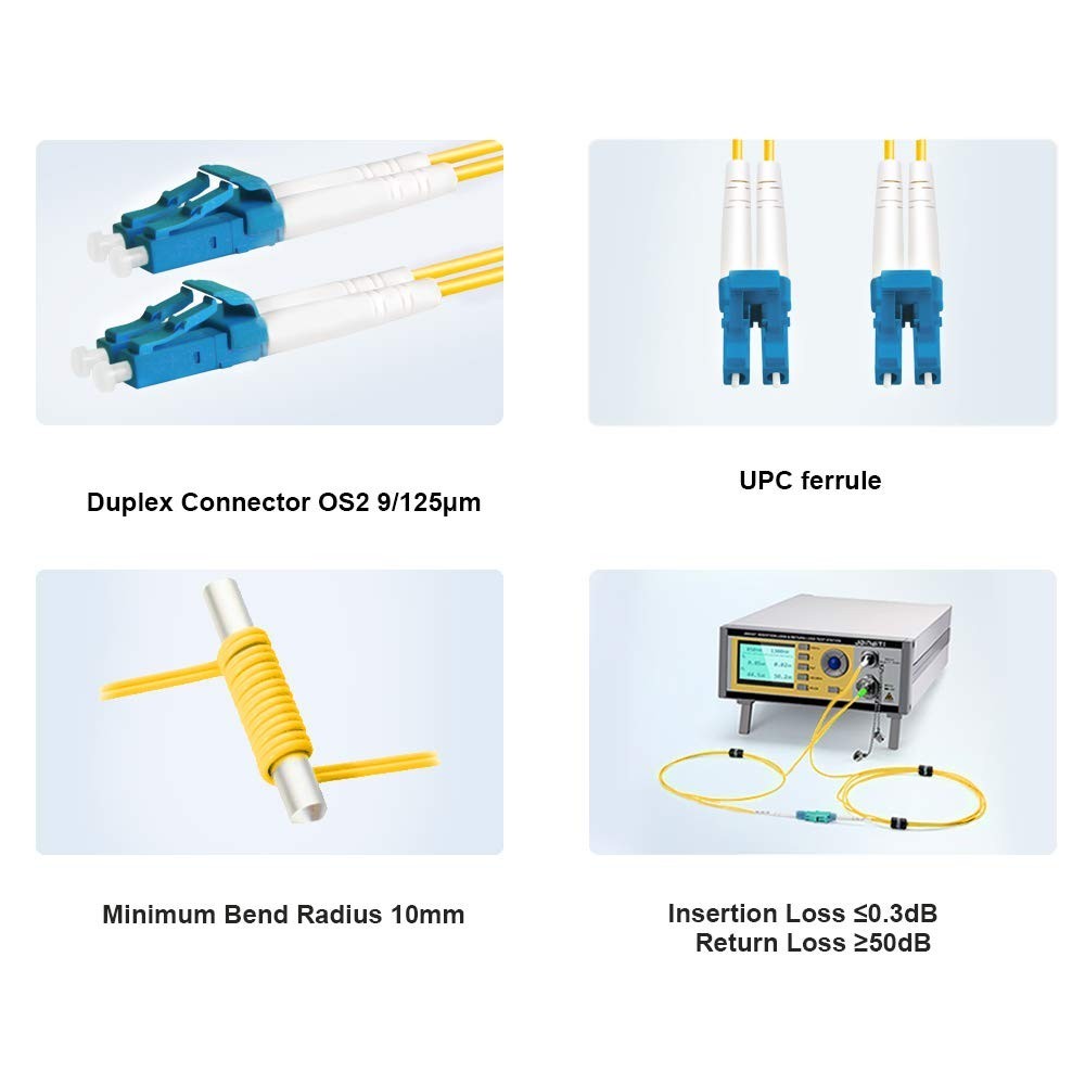 LC to LC Single Mode Fiber Patch Cable OS2 3M/10ft | Duplex, 9/125um SMF, SM …