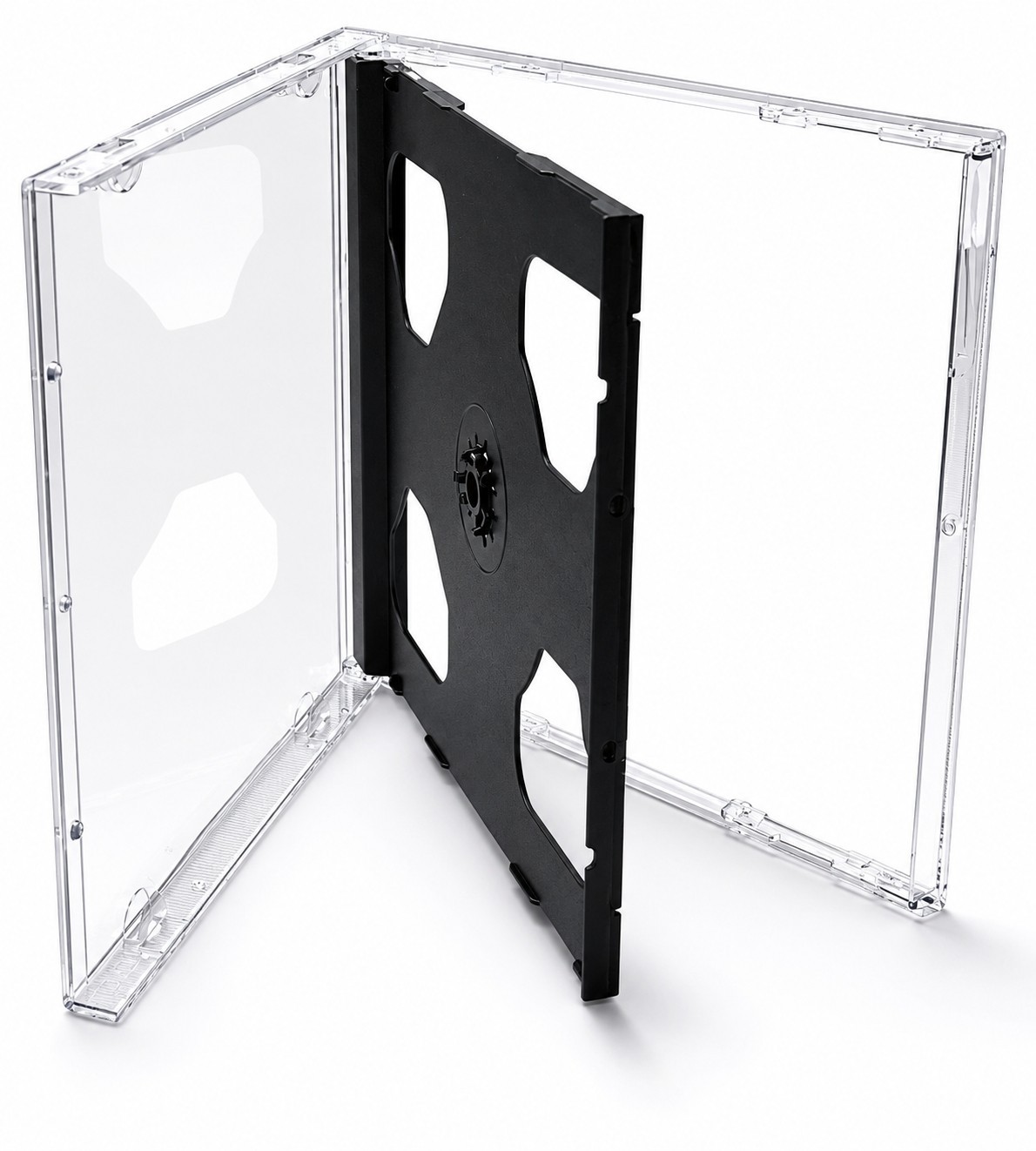 Standard 10.4mm CD Jewel Case Double 2 Disc w Black Tray Assembled Storage LOT