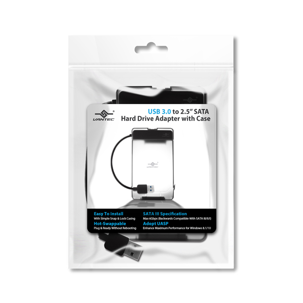 Vantec USB 3.0 to 2.5″ SATA Hard Drive Adapter with Case